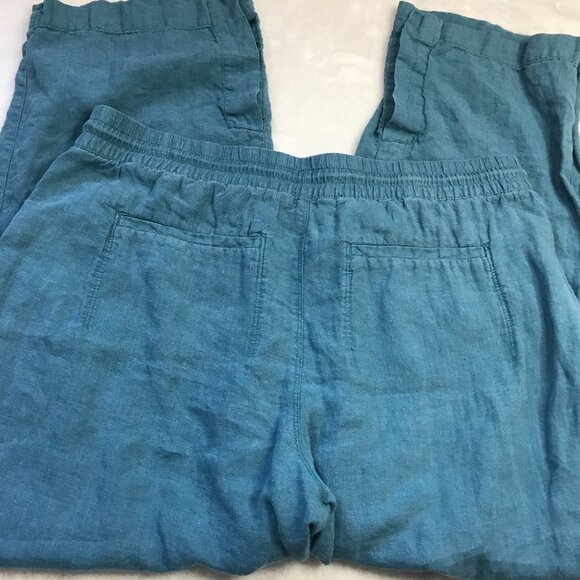 Athleta Retreat Linen Mid-Rise Wide Leg Pants Women's Plus Size 16 Split Hems - Picture 12 of 14